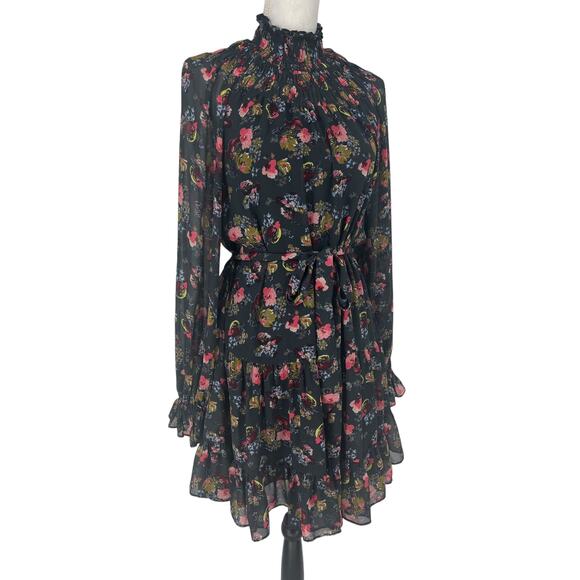 Cinq à Sept Daija Belted Tiered Floral Print Chiffon Mini Dress - Picture 8 of 11